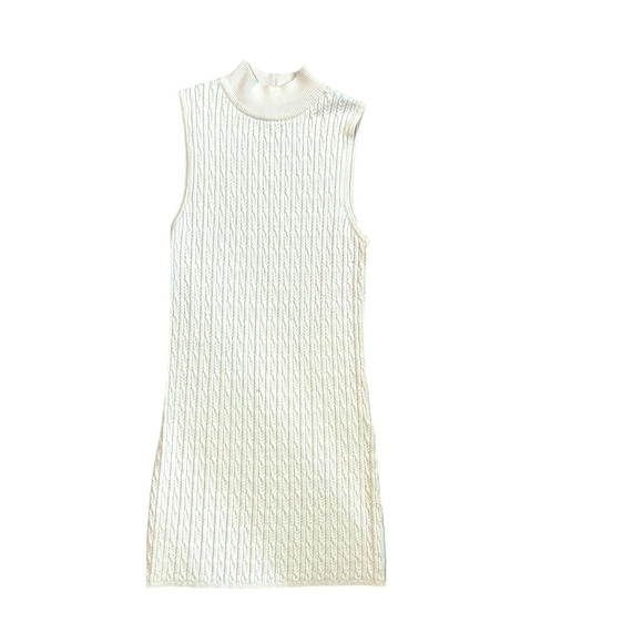 LPA Cream Cable Knit Mock Neck Sleeveless Dress Size XS - Picture 1 of 10